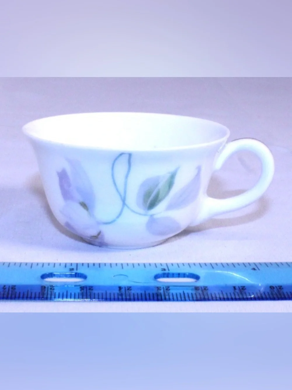 Vintage Floral Porcelain Teacup in Lavender and Green